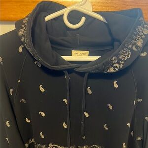 Saint Laurent Black Hoodie with Paisley Accents